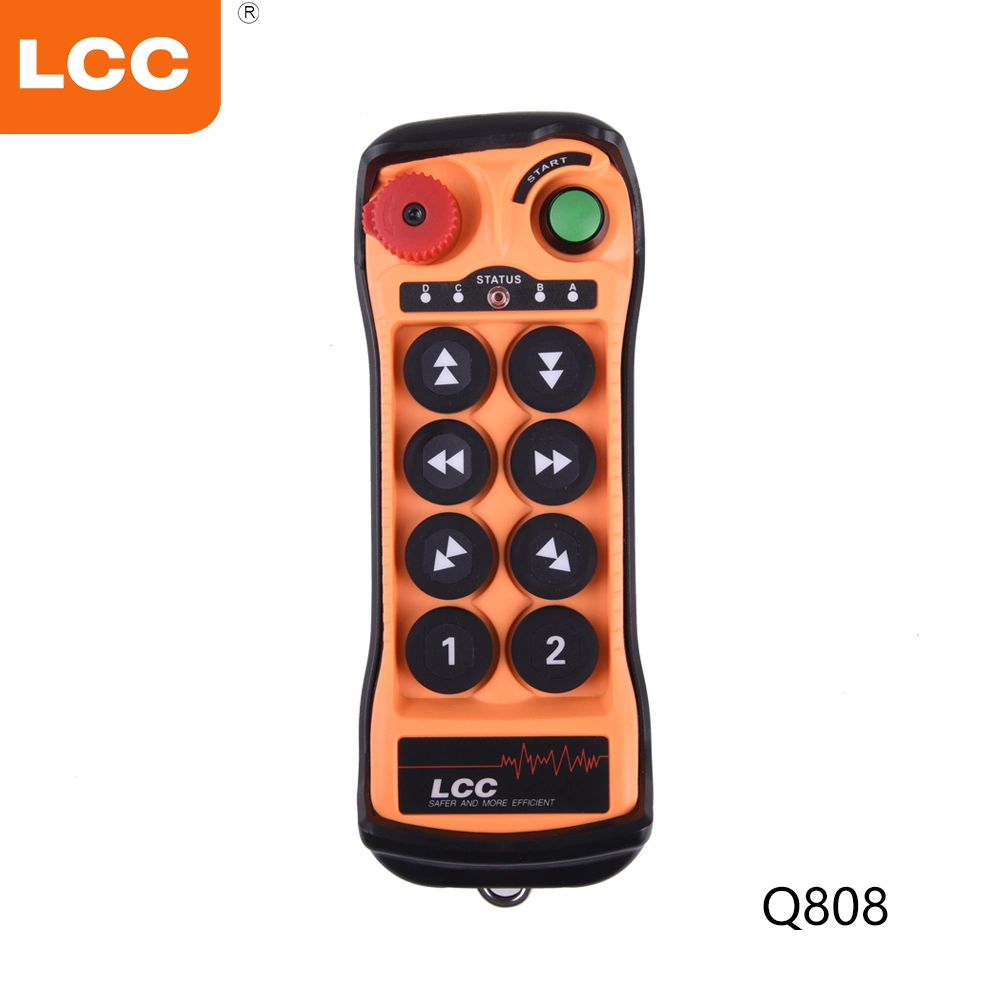 Q808 Lcc 8 Double Button RF Transmitter and Receiver Industrial Radio Remote Control for Tower Crane