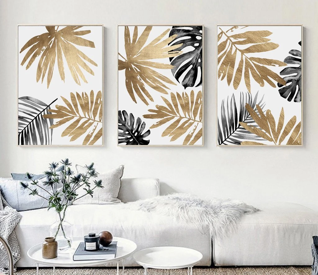 Les feuilles de Golden Leaf mur abstrait art Peinture décoration maison de luxe vente en gros