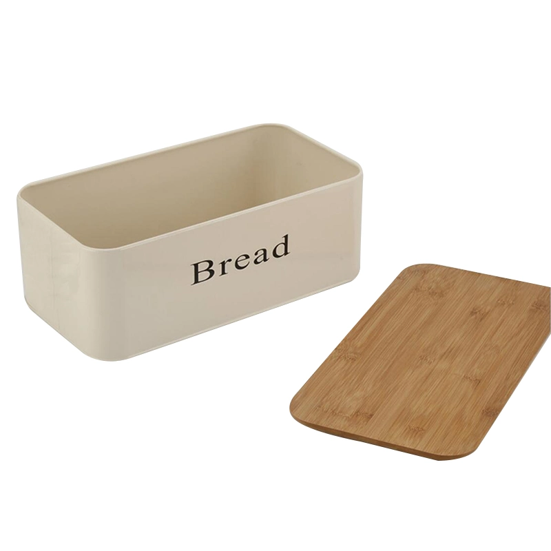 Kitchen White Metal Bread Box Bin