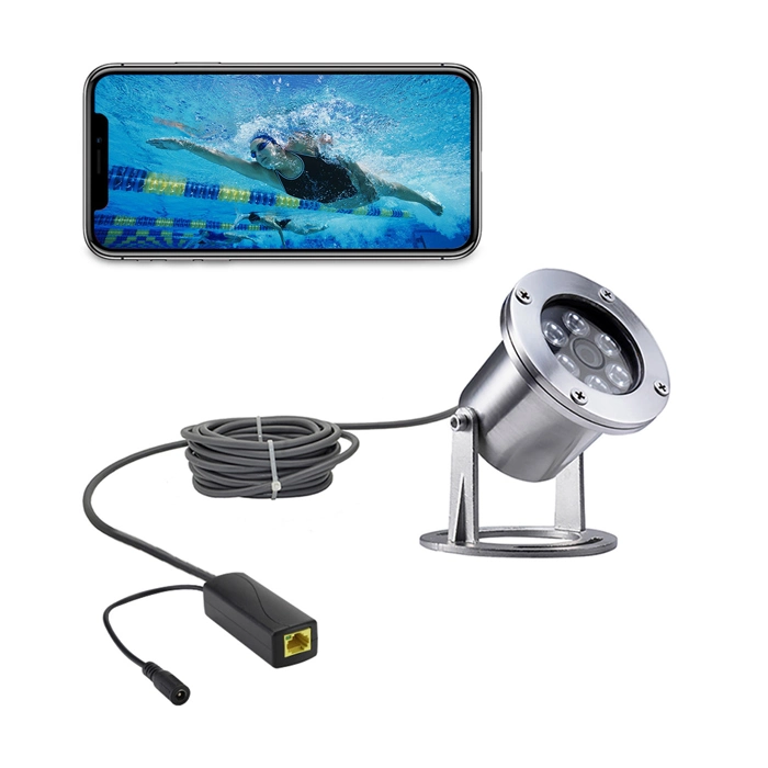 5MP IP68waterproof Submarino 20m 304 Piscina de agua dulce de acero inoxidable Cámara de seguridad