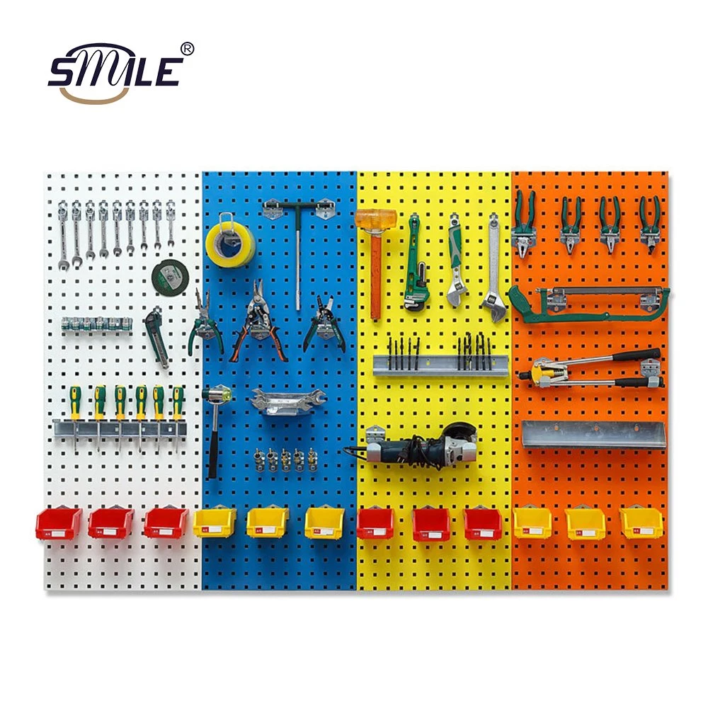 Smile Wall Display Garage hardware Pegboard Tool Display pared plástico Tablero de ganchos de metal