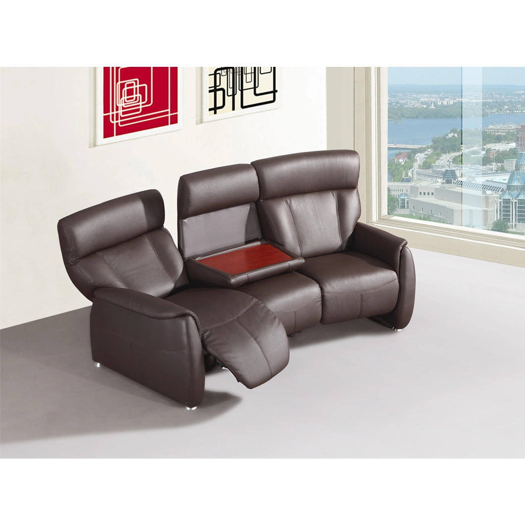 Europäischer Stil Moderne Wohnzimmer Büromöbel mit Falten Tisch Elektrisch Leder Recliner Sofa Chair