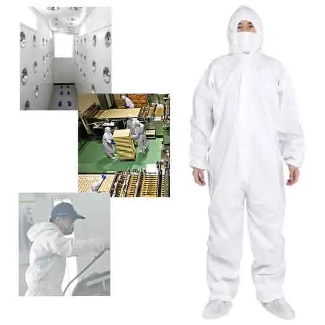 На заводе оптовой ISO16603 одноразового SMS+PE Coverall защитную одежду 65g для всего тела защиты бактерии изоляции одежду AAMI Leve тип 5/6