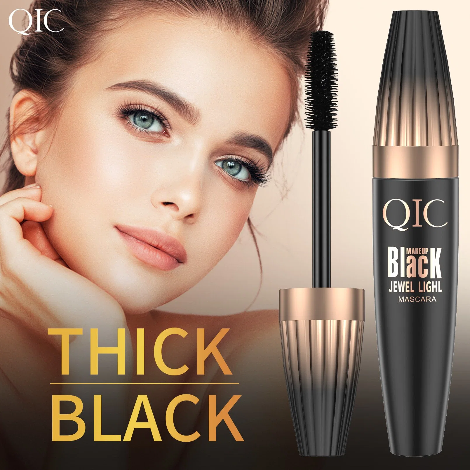 Qic Fengying 4D ojo negro resistente al agua suave maquillaje