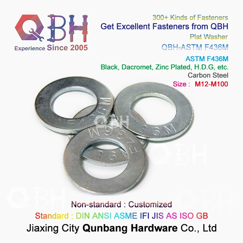 Qbh ASTM F436/F436m Steel Structure 1/2 to 1-1/2 Inch Steel Carbon Steel HDG/Black Metal Flat Round Washer