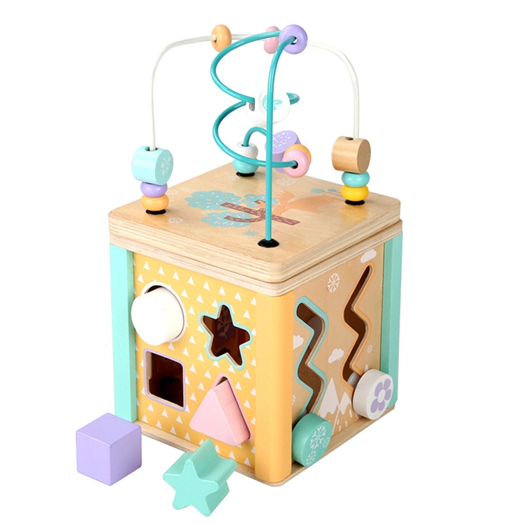 Wooden Baby Educational Wholesale Toys Wyx1233 Activity Cube Kids Play Center Wooden Activity Cube for Kids and Children