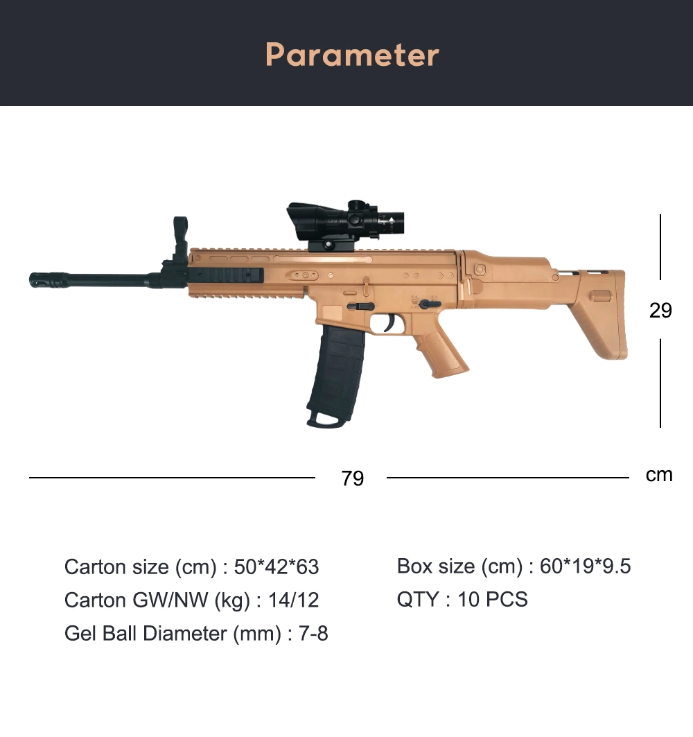 Desert Yellow Electric Gel-Blasters pistola Scar-L pistola de balas de agua tiro Bala seca