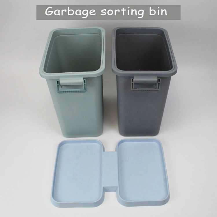 New Design 2 Separate Bucket Eco-Friendly Garbage Dustbins Customized Color Plastic Trash Can for Office and Household