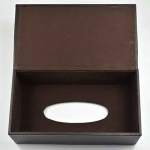 Brown PU Leather Tissue Box Storage Box for Home Office Car