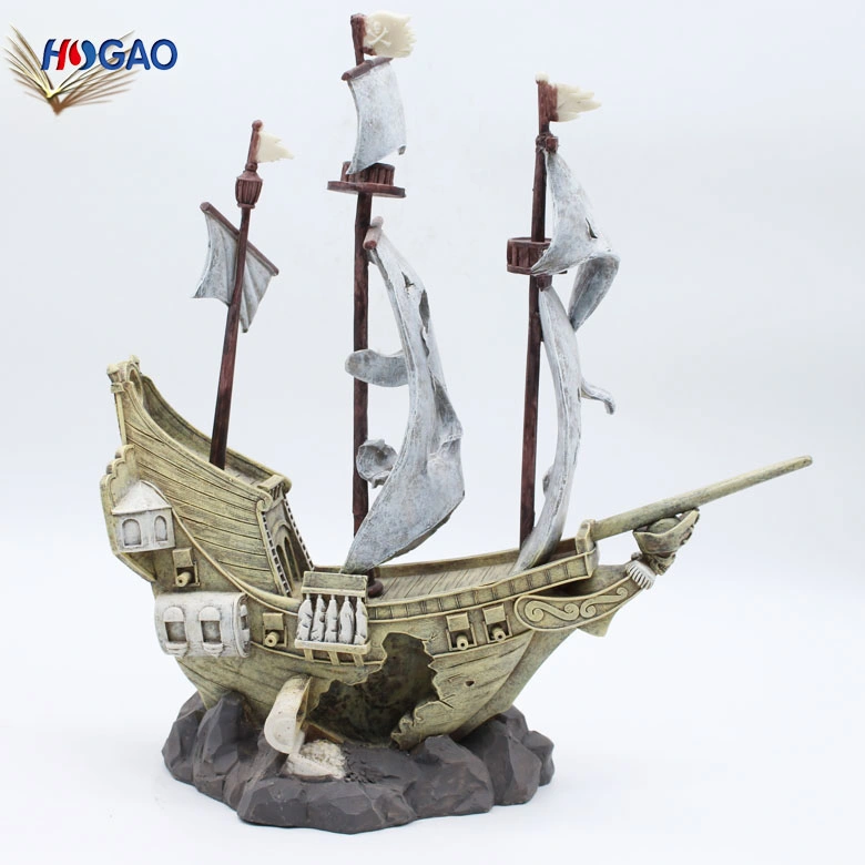 Decoração doméstica Figurine Ship modelo de vela de resina artesanal