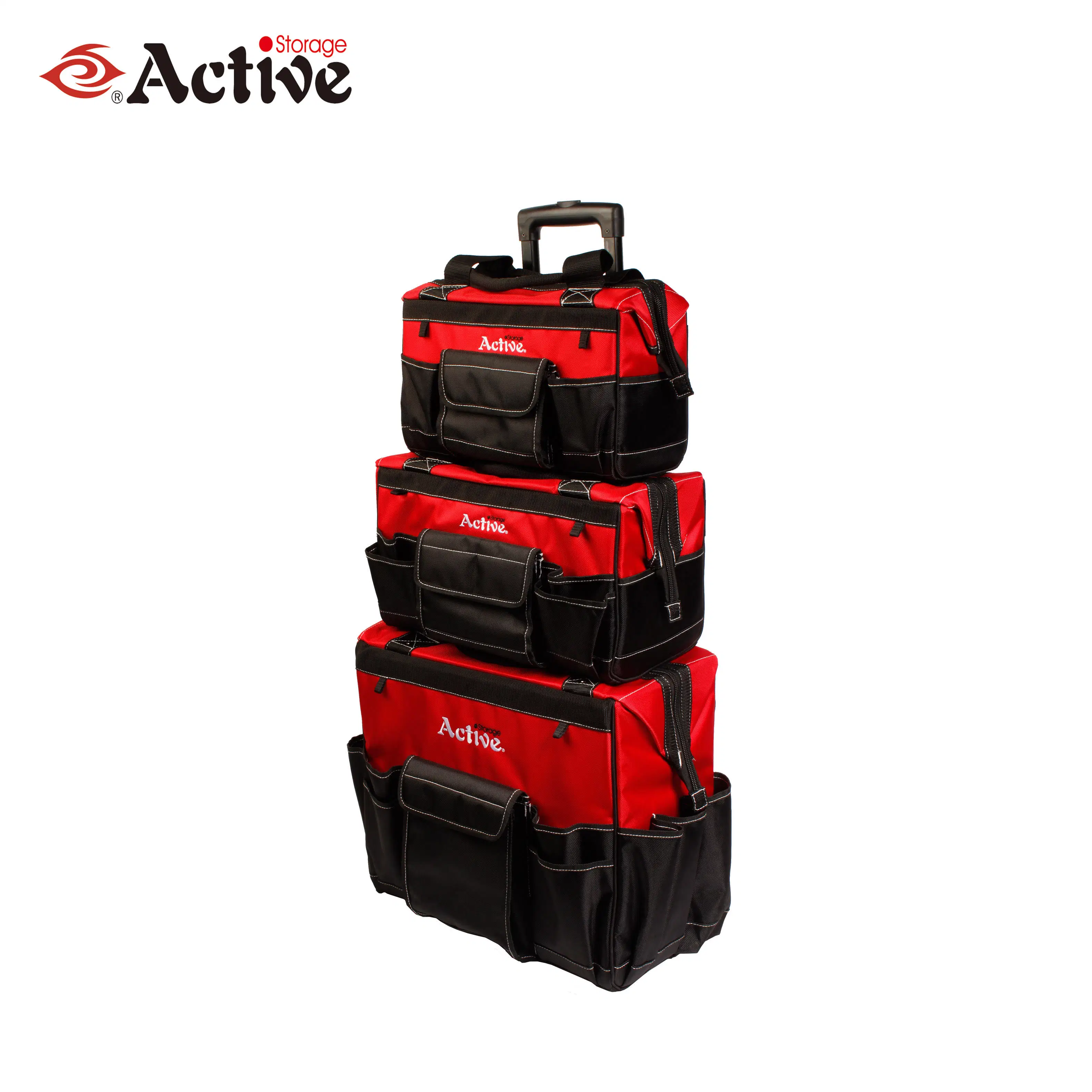 حقيبة أدوات بالجملة مجموعة كبيرة السعة من ثلاث حقائب أدوات مزودة بعجل حقيبة أدوات الخدمة الشاقة مع الحامل المتحرك