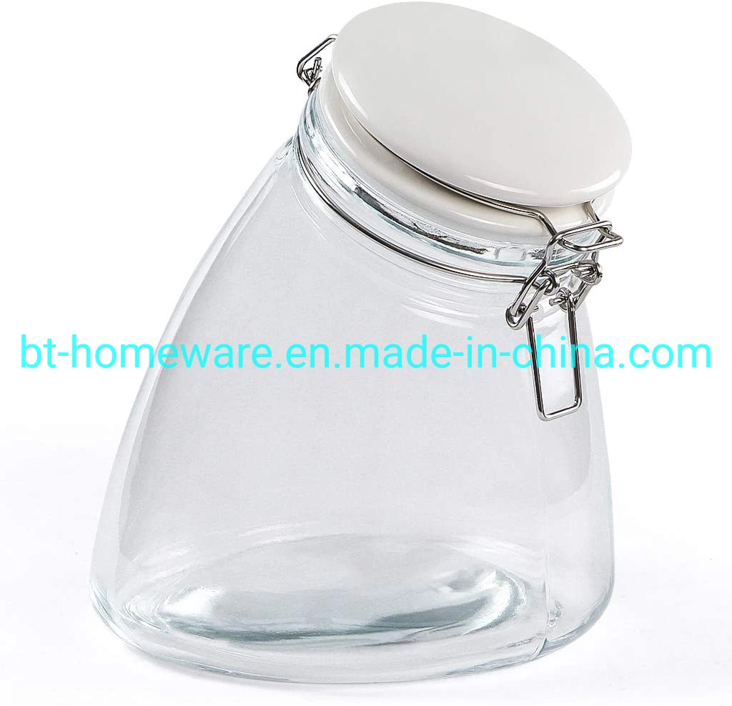 Wholesale/Supplier 60oz 1800ml Stoop Storage Container Glass Mason Jar for Food Candy Cookies Canning Fermenting Coffee with Airtight Seal Clamp Lid