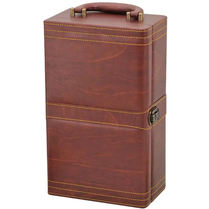 Hot Sale Two Bottles Leather Wine Box for Gift Packing