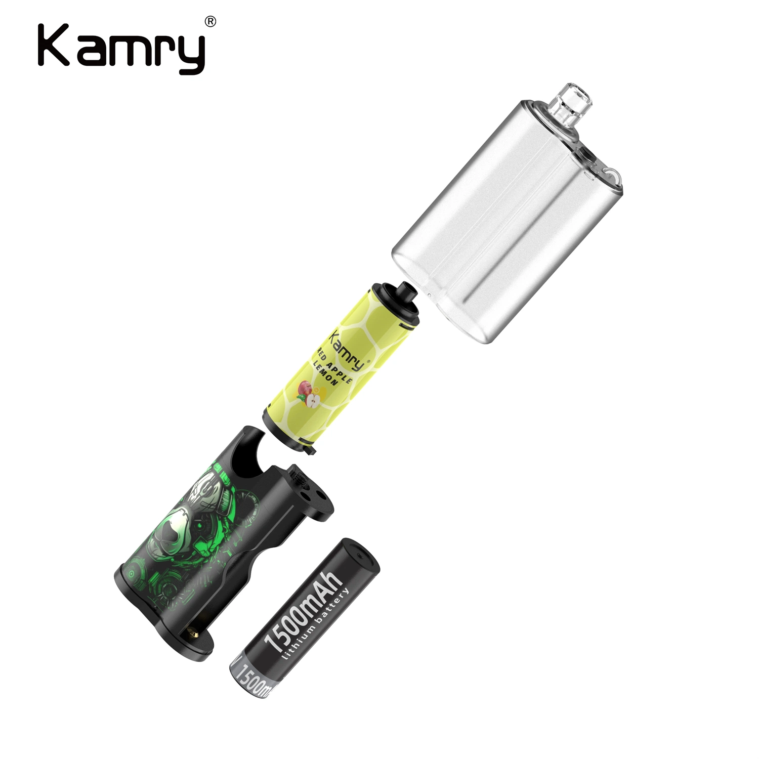 Kamry Bar Kit de Pod Pré-rempli Batterie 18650 Remplaçable Rechargeable 1688 Vape Jetable 1500 mAh Cigarette électronique 7000 Bouffée Wave 1688