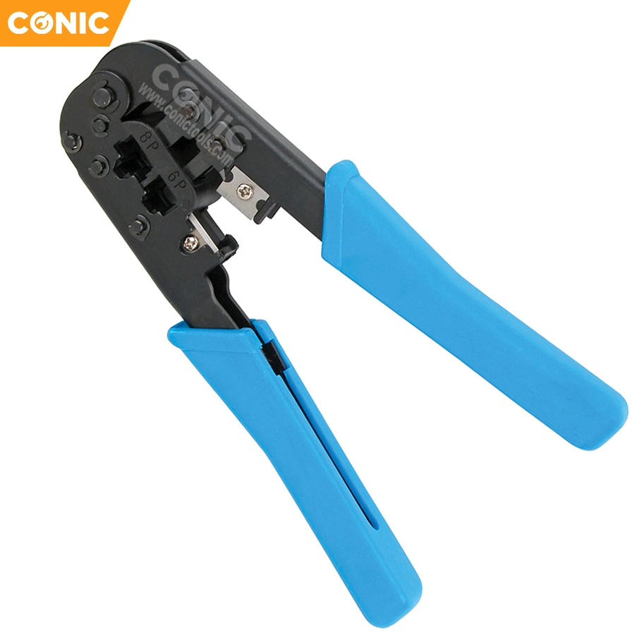 Multi-Functional Spring Crimping Pliers for 6p/8p Terminals with PVC Handle