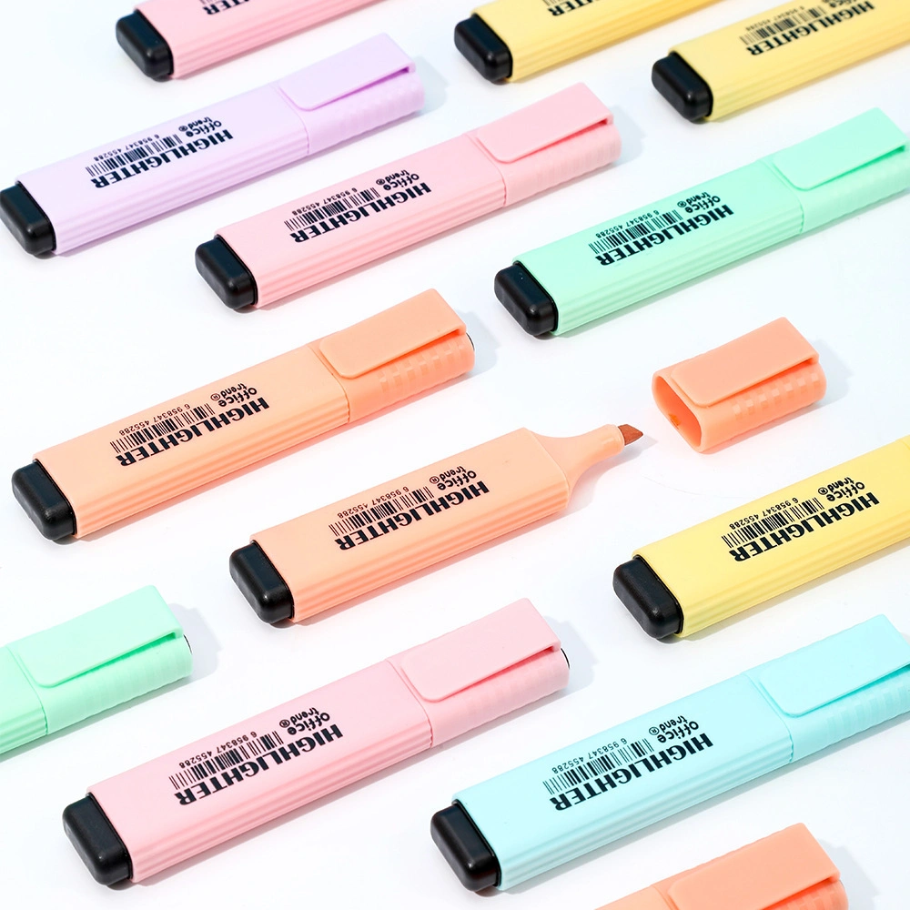 Chisel Tip Macaron Highlighters, Dry-Quickly Non-Toxic Highlighter Markers, Tank Highlighters, Assorted, 6 Colors/Pack, School Supplies