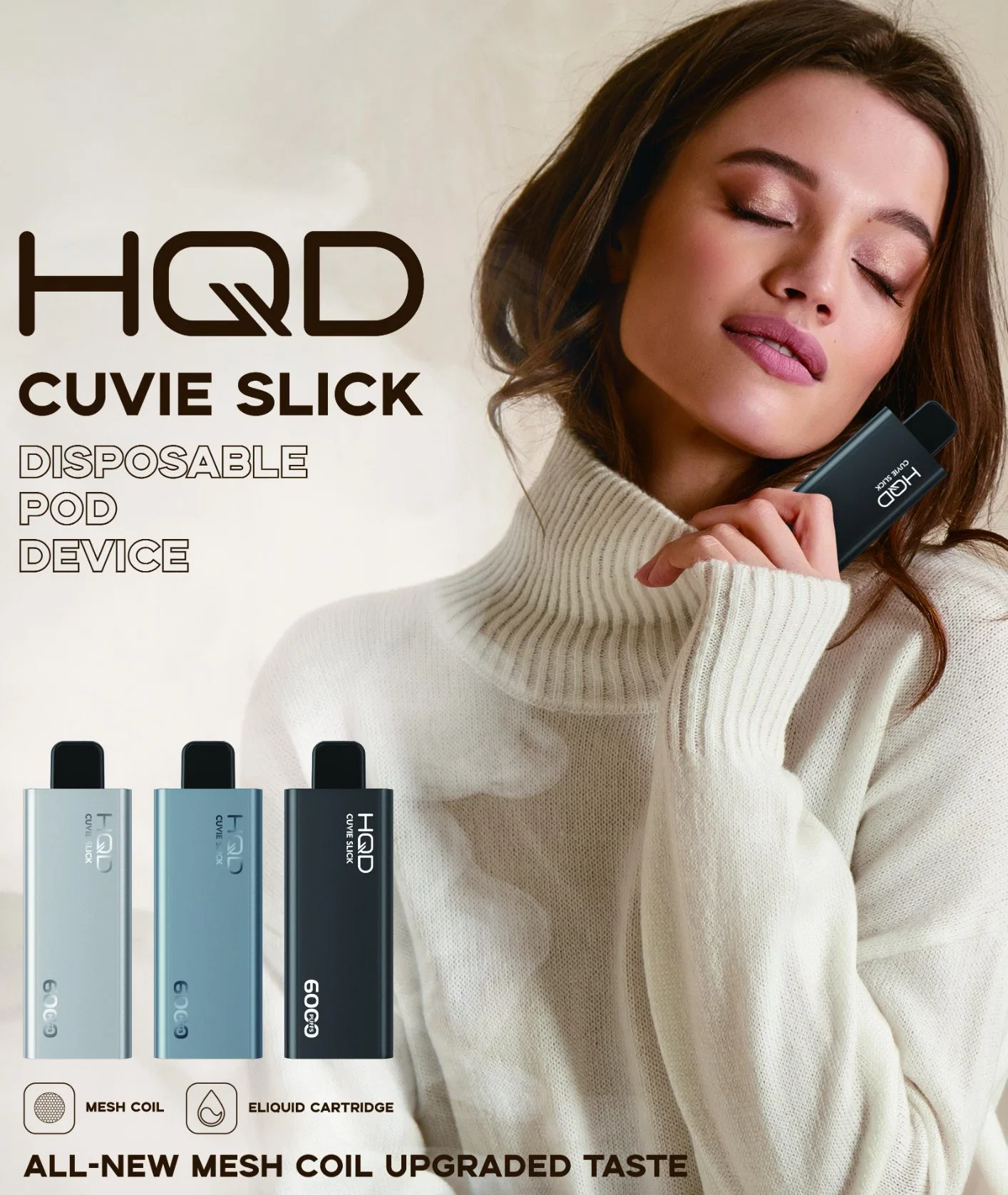 Hqd Cuvie Escorregadias borlas para 6000 1400 mAh Sem quantidade mínima de vaporizador Atomizador Cigarro Eletrônico Vape Vape Dispositivos descartáveis de caneta Pod Vape Dispositivo Pen