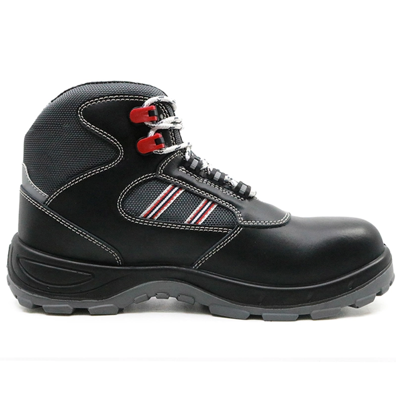 Black Leather Oil Acid Resistant Anti Slip PU Sole Steel Toe Prevent Puncture Anti Static Mechanics Working Safety Boots for Men