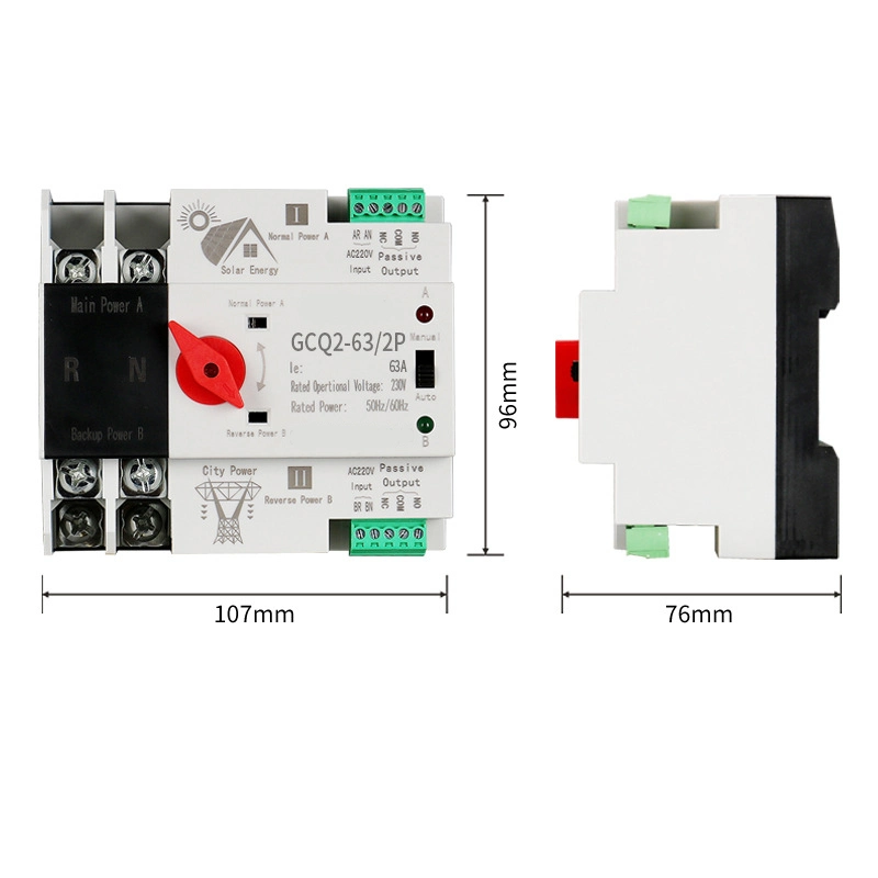 Snq1 125e 32A 100A 125A 2p Solar and City Dual Power Source Automatic Transfer Switch ATS