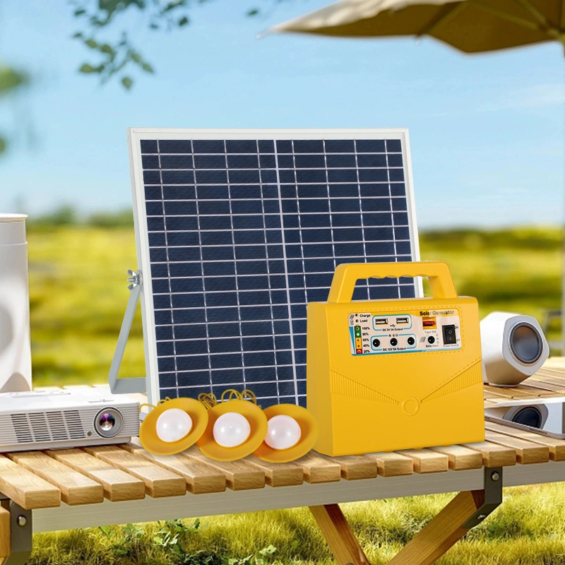 مولد محطة الطاقة الشمسية المحمولة بقدرة 20 واط للطاقة الشمسية تخييم مجموعة النظام نظام الإضاءة المنزلية لراديو FM