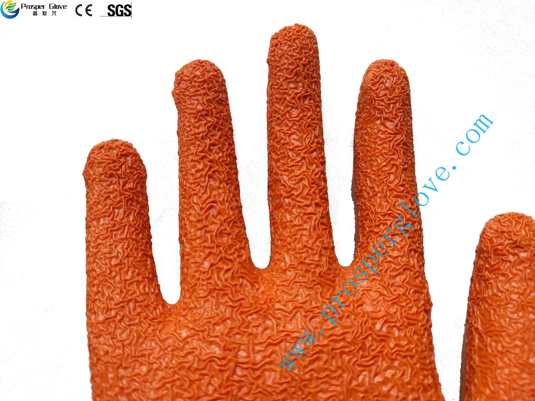 En388 CE 5 Thread Cotton Protective Labor Rubber Latex Crinkle Coated Industrial Working Safety Work Glove