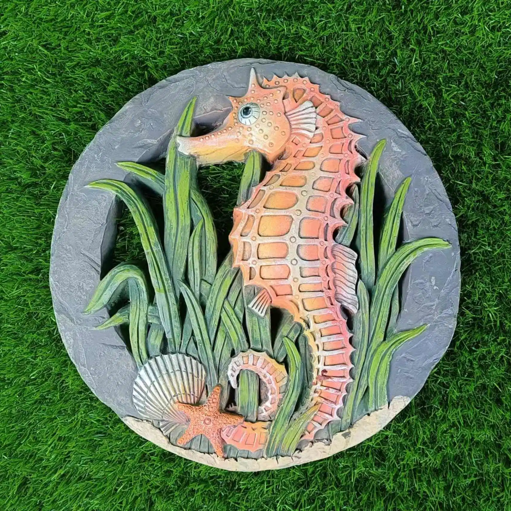 Reresina de Papas personalizada Piedra de jardinería memoria de mascotas Piedra de paso Sea Horse Garden Memorial Stepping Stone