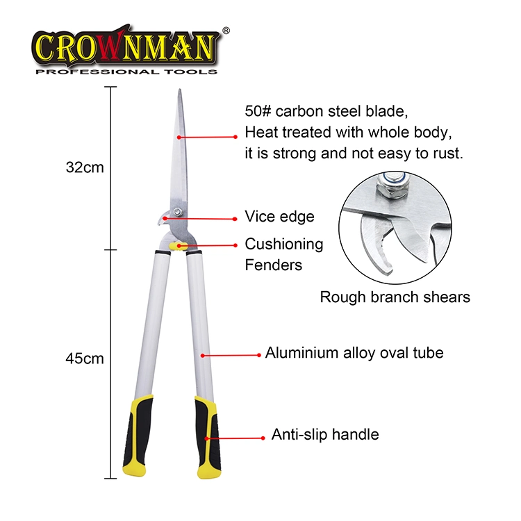 Crownman Industrial Grade Hand Tools, Garden Tools, Hardware, Heavy Duty Hand Using Aluminium Hedge Shear for Trimming Borders Hedge Pruning Shear