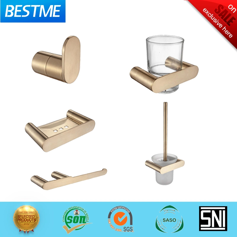 Brush Face Gold Color Bathroom Accessories Glass SS304 Tooth Brush Holder (BG-C68006LG)