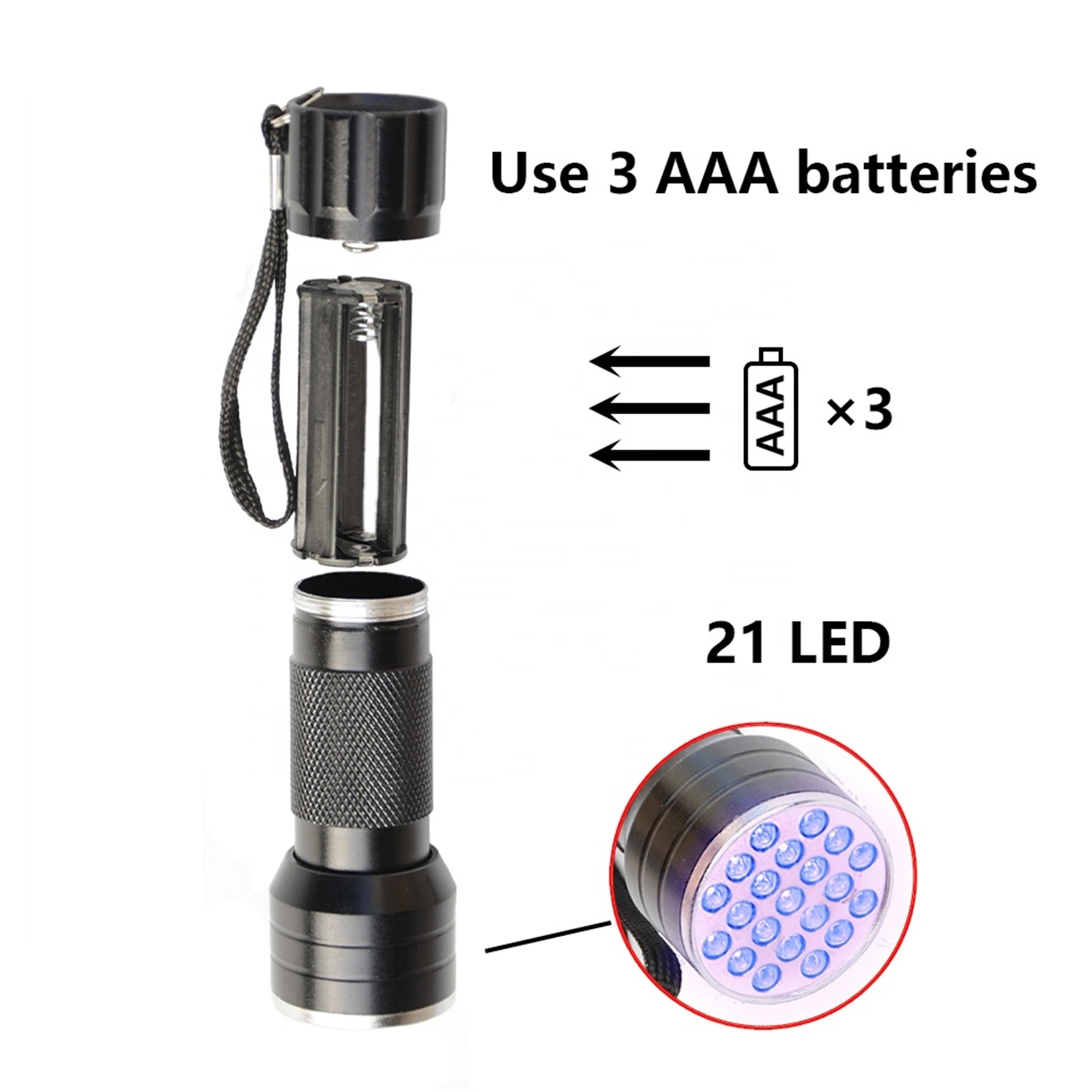 OEM 395nm 365nm 51LED Flashlight Handheld UV Black Light Torch LED UV Flashlight