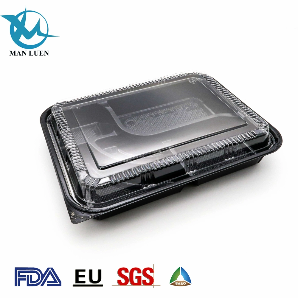 Black Disposable Meal Catering Plastic Lunch Box Food Container