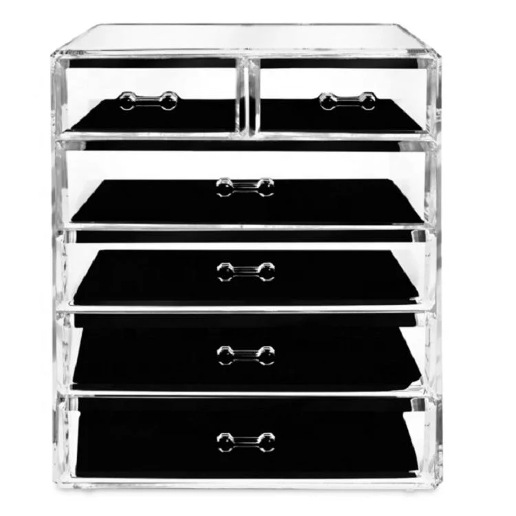 Custom Logo Luxury Makeup and Lipstick Cosmetic Packaging Drawer Organizer Storage Clear Transparent Acrylic Boxes