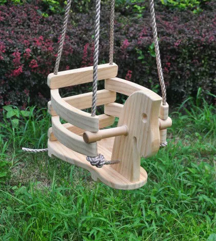 Kingslings Outdoor Wooden Horse Swing for Children