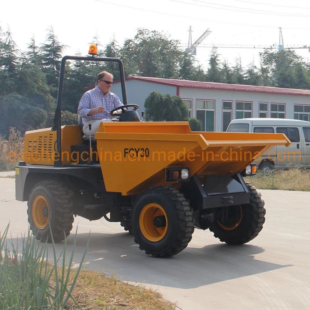 Mini-Site Dumper 3 Ton Tipping caçamba da carregadeira frontal 4 Rodas Motrizes