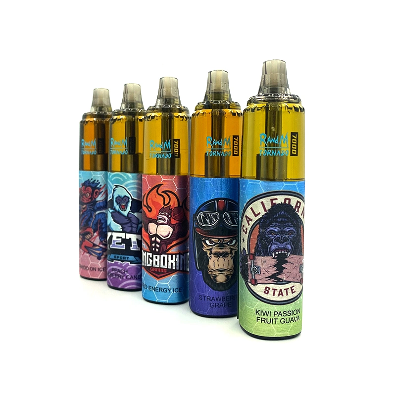 Kits de papel de puff Randm tornado 7000 autênticos Vape descartável e Cigarros 0% 2% 3% 5% 14 ml de vapor flexível recarregável para fumadores