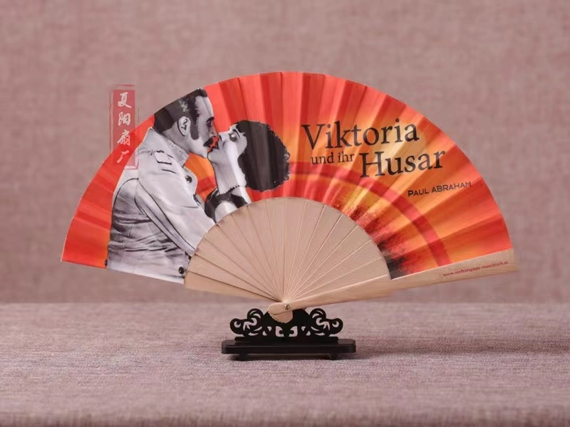 Promotional Bamboo Paper Hand Fan with Custom Logo Imprint