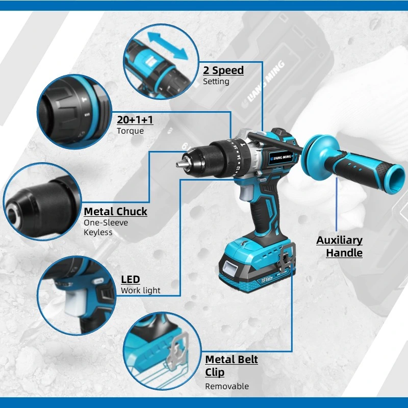 Schlagbohrmaschine 18V/20V Lithium-Batterie Elektrowerkzeuge Bürstenloser Motor kabellos