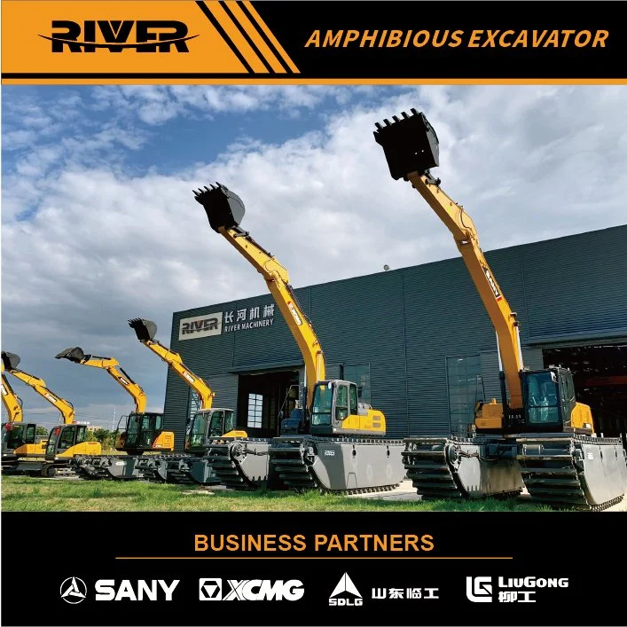 Used Second Hand Crawler Excavators Swamp Marsh Machinery Excavator Bulldozer with Engine Parts Long Arm Hydraulic Cylinder Floating Excavator