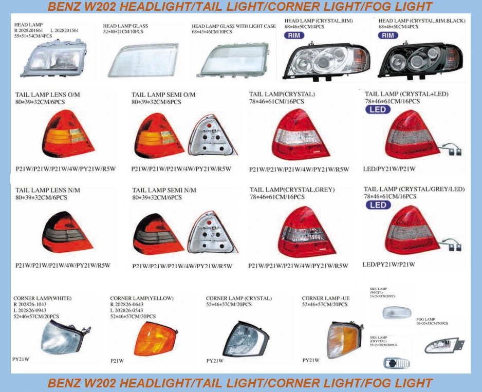 Benz 190 faro/luz trasera/luz de la esquina de la luz antiniebla//R/2018202561 2018200164 2018202661 L/R/L/R 2018200264 2018200264 2018200164L//	R2018260243 L/ 2018260343/.