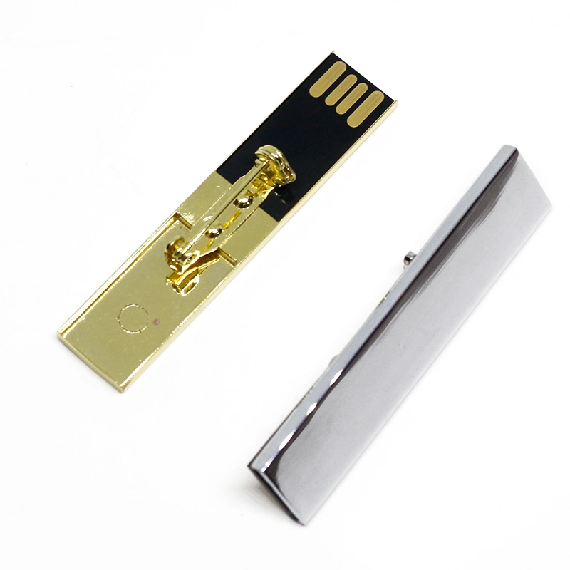 Unidade flash USB de oferta promocional portátil de metal com broooch