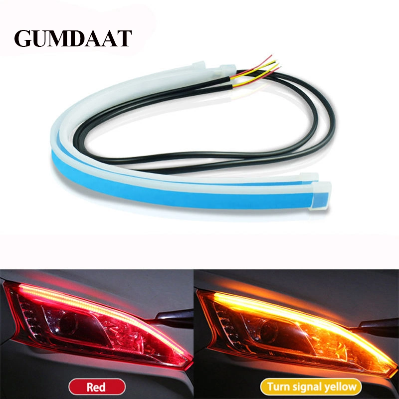 30cm 45cm 60cm Two-Color LED Daytime Running Light 12V Flexible Strip Light DRL Red Amber