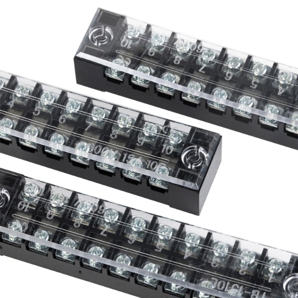 Hot Selling Series Tb Series Fixed Terminal Block Strip 15A 4p Double Row Screw 600V Electric Barrier Screw Terminal Block