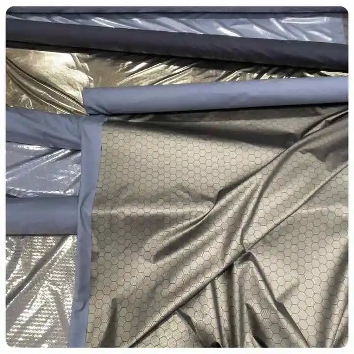 Hot Sell PU Conducting Electricity Heat Storage Printed Honeycomb Plaid 400t 100% Polyester Graphene Bronzing for Lining Fabric