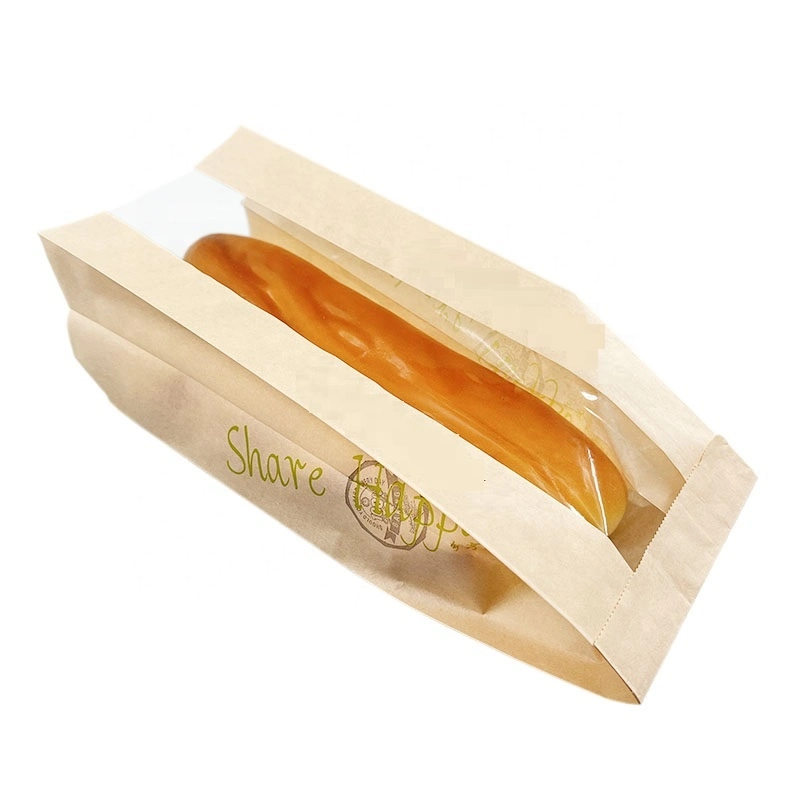 Toast sac de papier kraft de pain de boulangerie Sandwich sac de papier avec fenêtre d'interdiction des sacs de Baguette de trou d'air