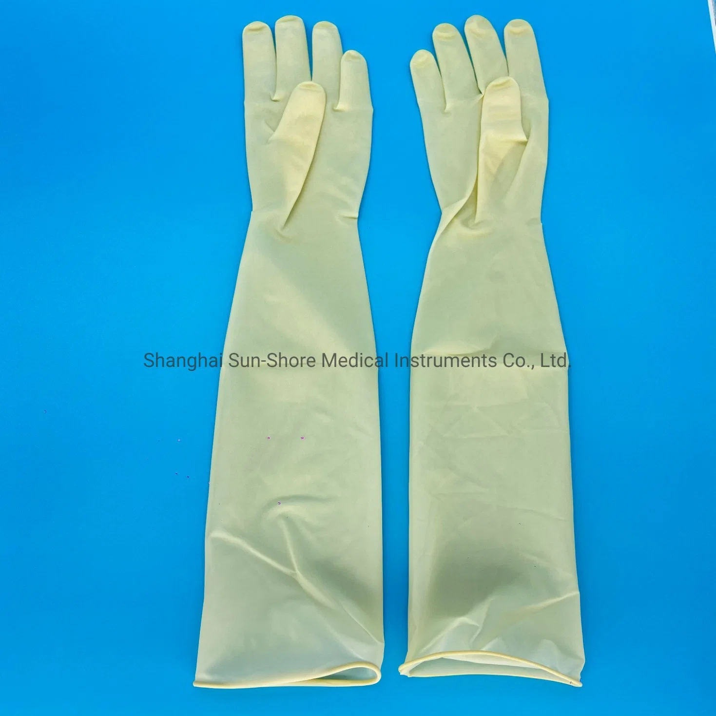 Estéril, puño largo 45cm de látex de caucho guantes quirúrgicos ginecológicos