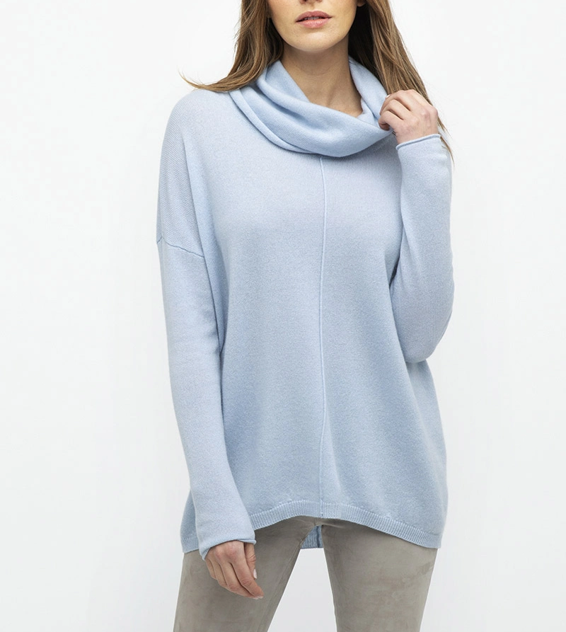 100% Cashmere Ladies Fashion Cowl Neck Pullover