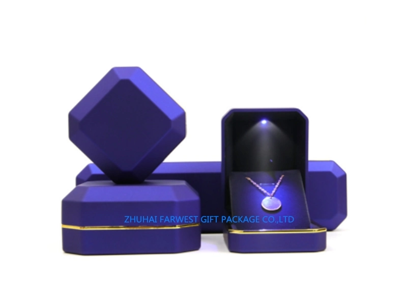 Light Blue Jewelry Gift Box Set Jewelry Box with LED Light Velvet Foam Inside Good Quality