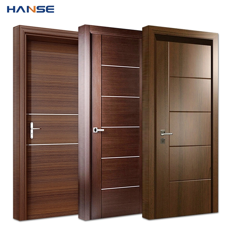 Modern Composite Solid Core Wooden Doors Design Interior Room Black Walnut Veneer Flush Wood Door