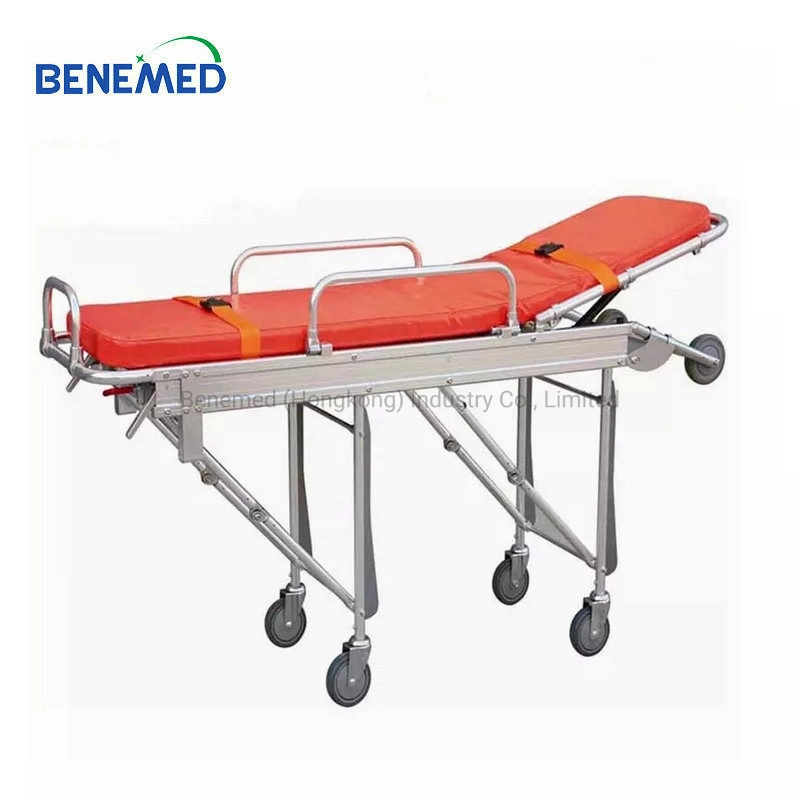 Medical Hospital Adjustable Aluminum Alloy Folding Emergency Ambulance Stretcher with IV Pole