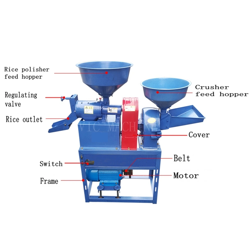 3-in-1 Automaic Samll Complete Integrated Grains Grinding Mill Grinder Huller Sheller Polisher Soybean Pulping Unit Equipment Auto Combined Rice Milling Machine