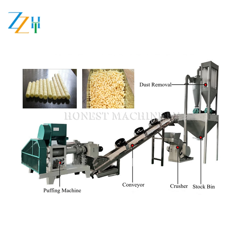 Rice Puff Making Machine Line / Puffing Corn Extruder Machine Line